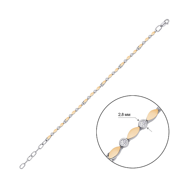 Срібний браслет з золотими накладками (арт. 7209/253брп) – зображення 2