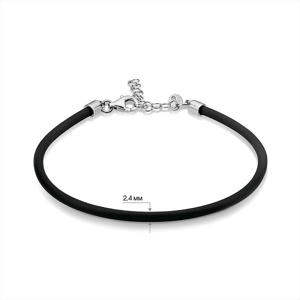 Браслет из каучука с серебряными вставками (арт. 7609/4162ч) – изображение 2