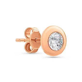 Золота одинарна сережка-пусета з фіанітом (арт. 100882Я)