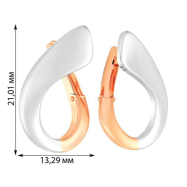 Золоті сережки в комбінованому кольорі металу (арт. 110682кб) – зображення 5