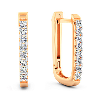 Фото Золотые сережки с дорожкой из фианитов (арт. 110611)