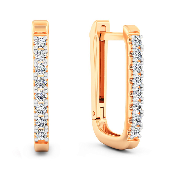 Золотые сережки с дорожкой из фианитов (арт. 110611) – изображение 1