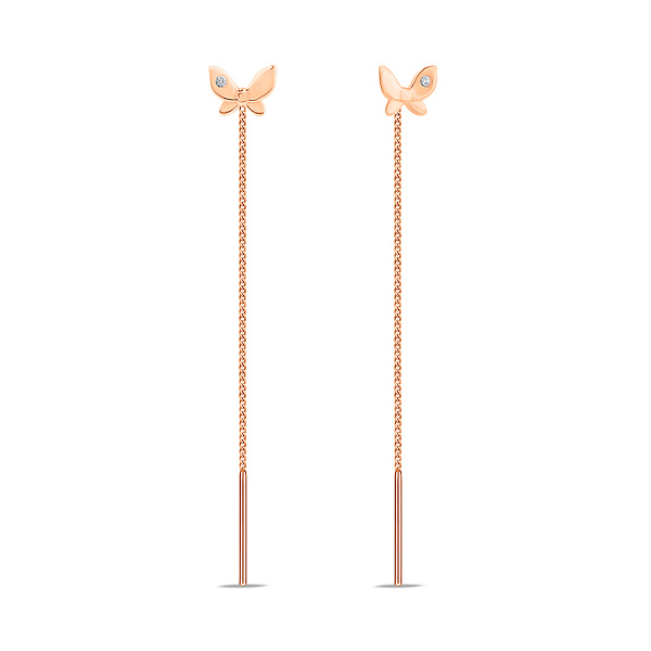 Серьги-протяжки Бабочки из золота с фианитами (арт. 109914) – изображение 1