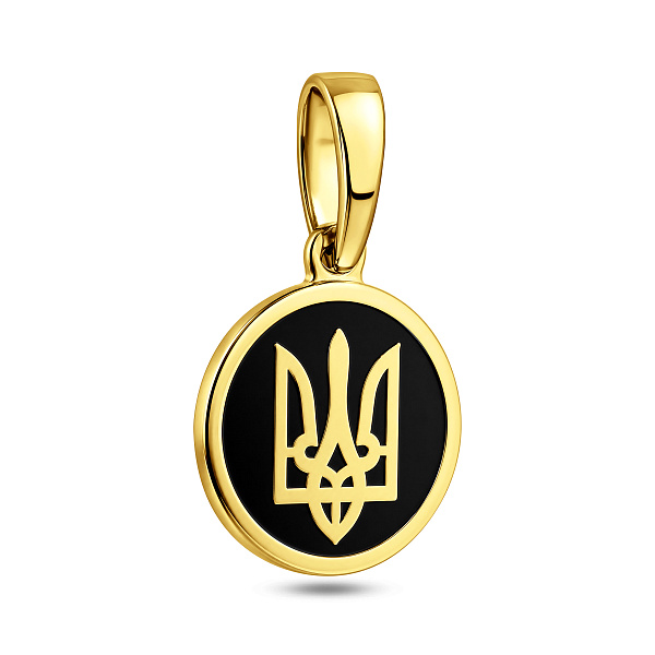 Подвес из желтого золота Трезубец-Герб Украины с эмалью (арт. 441203жеч) – изображение 1