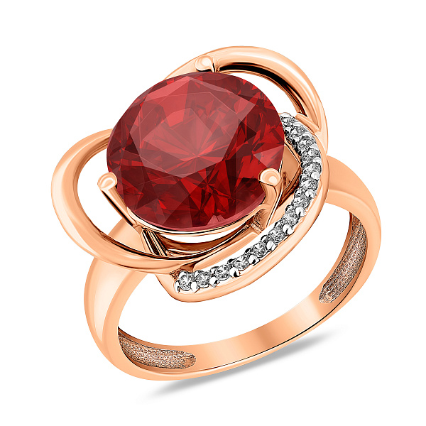 Кольцо из красного золота с кварцем (арт. 140697ПкГ) – изображение 1