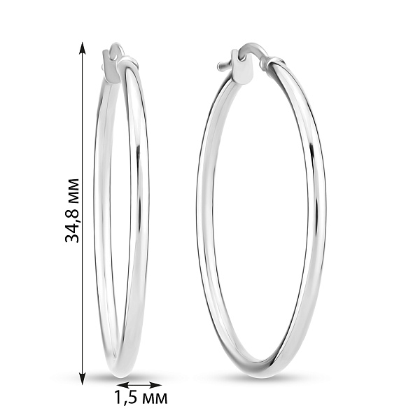 Серьги-кольца из белого золота (арт. 100742/35б) – изображение 2