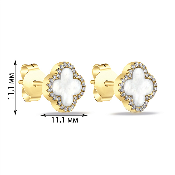 Срібні пусети з родіюванням і з перламутром (арт. 7518/5497/10жп) – зображення 2