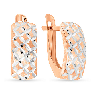 Фото Сережки з золота з родіюванням і алмазною гранню (арт. 120618)