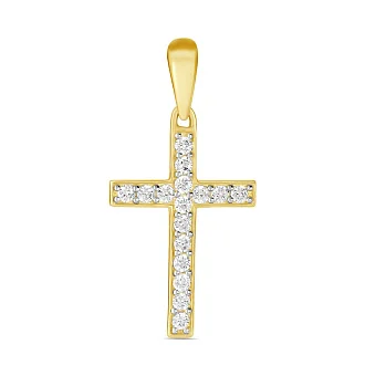 Хрестик з жовтого золота з фіанітами (арт. 440330ж)