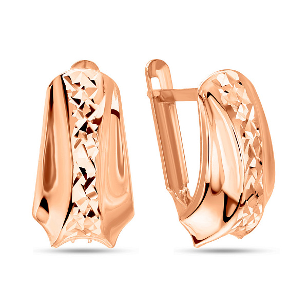 Сережки з червоного золота з алмазною гранню (арт. 109244) – зображення 1