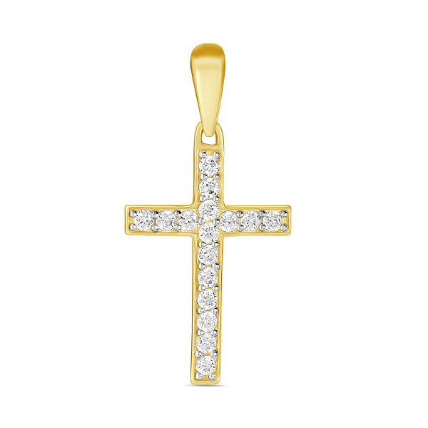 Хрестик з жовтого золота з фіанітами (арт. 440330ж) – зображення 1