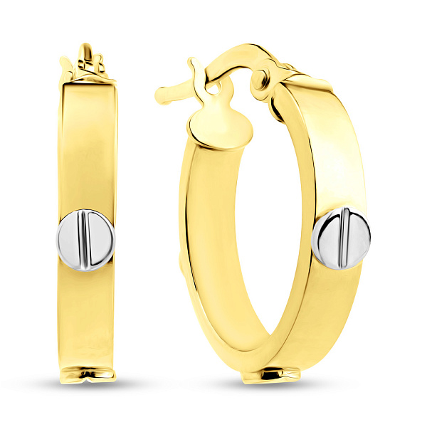 Сережки-кільця з жовтого і білого золота (арт. 105014/15жб) – зображення 1