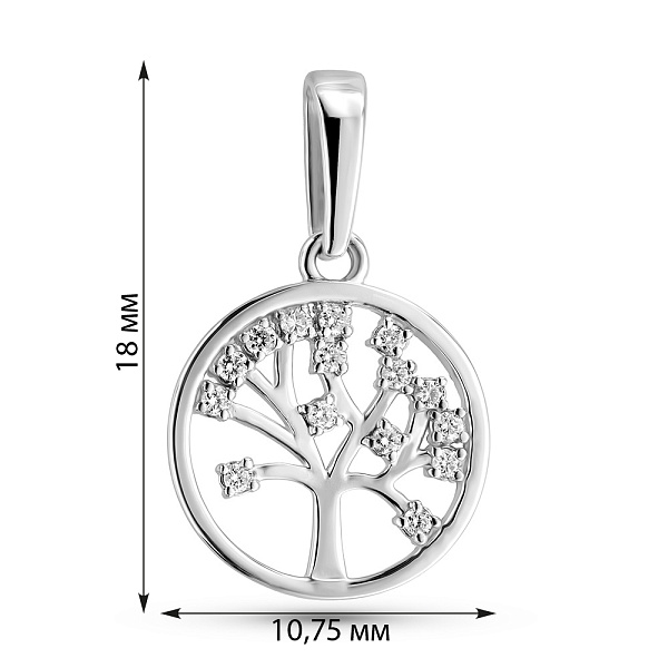 Кулон з білого золота Дерево життя з діамантами (арт. П011372005б) – зображення 2