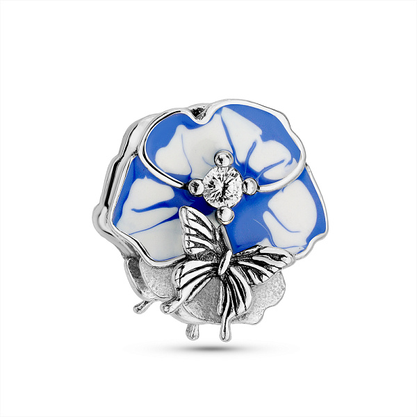 Серебряный шарм с эмалью и фианитами (арт. 7903/4365ебф) – изображение 1