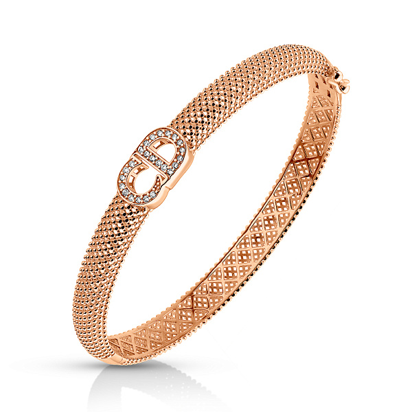 Жесткий золотой браслет с фианитами (арт. 3261161) – изображение 1