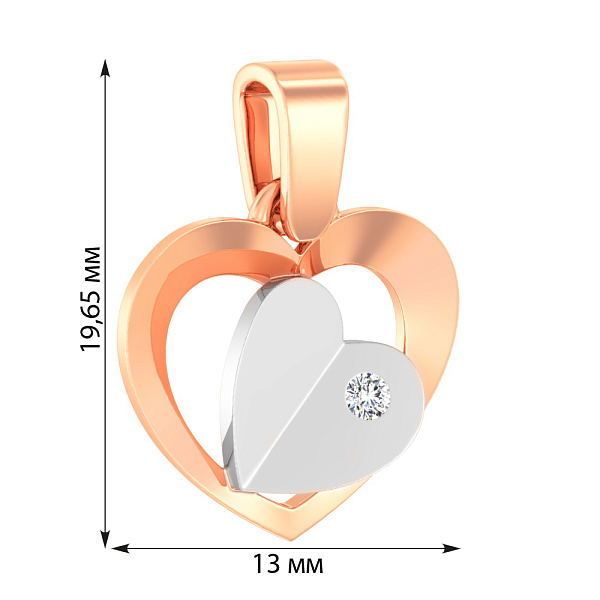 Золотая подвеска «Сердце» с фианитом (арт. 440270) – изображение 2