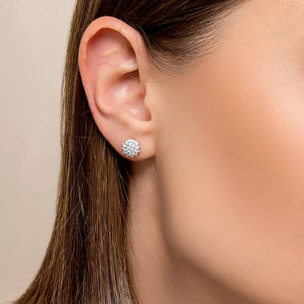 Сережки-пусети з білого золота з діамантами (арт. 2191504202) – зображення 2