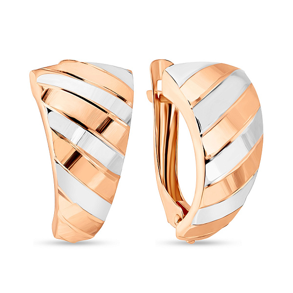 Золоті сережки в комбінованому кольорі металу (арт. 108040кб) – зображення 1