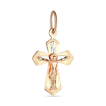 Нательный крестик с распятием из красного золота (арт. 521021н)
