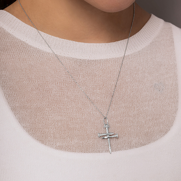 Декоративный золотой крестик Гвоздь с фианитами (арт. 424979б) – изображение 2