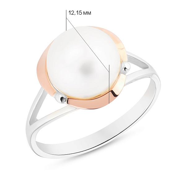 Серебряное кольцо с жемчугом  (арт. 7201/259жбкп) – изображение 2