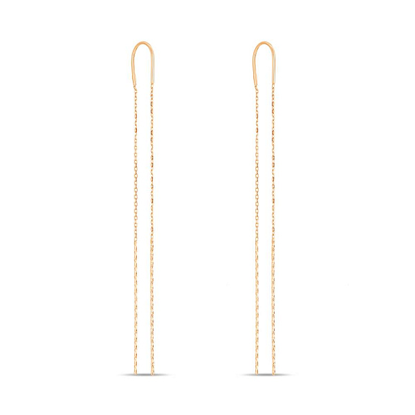 Серьги-протяжки (продевка) из красного золота (арт. 106641) – изображение 1
