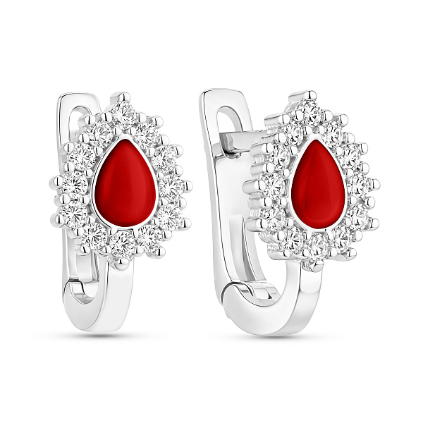 Серебряные детские серьги с эмалью (арт. 7502/2736ек) – изображение 1