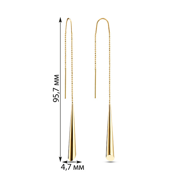 Серьги-протяжки из желтого золота (арт. 103455/10ж) – изображение 5
