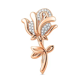 Золота брошка Троянда з фіанітами (арт. 360071)