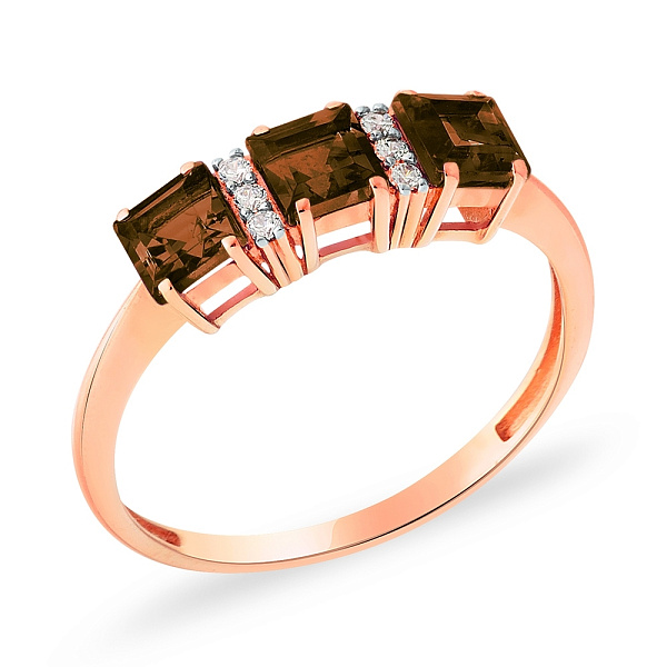 Золотое кольцо с кварцем и фианитами (арт. 140582Пкр) – изображение 1