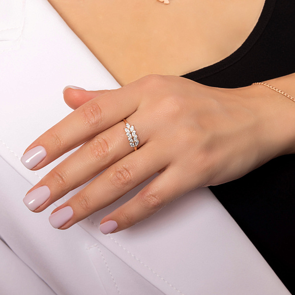 Золота каблучка Колосок з фіанітами (арт. 141288) – зображення 3