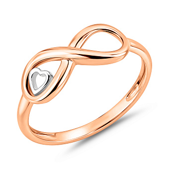Фото Каблучка Нескінченність з червоного золота (арт. 140790)