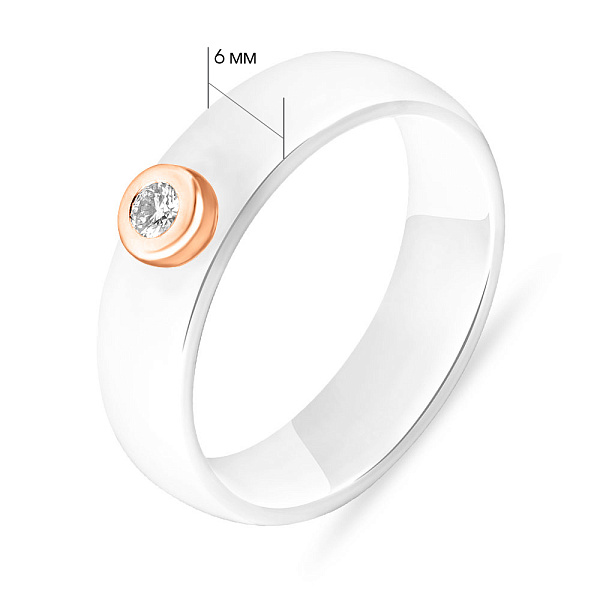 Кольцо из керамики и красного золота с бриллиантом (арт. К011228005кб) – изображение 4