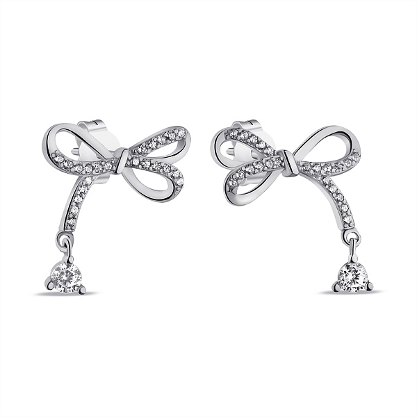 Серебряные серьги Бантики с фианитами (арт. 7518/6920) – изображение 1