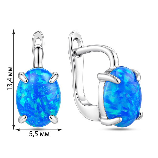 Серебряные серьги с опалом (арт. 7502/10228Пос) – изображение 2