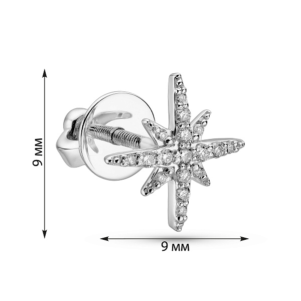 Серьга в одно ухо из белого золота с бриллиантами (арт. Т011215005бЯ) – изображение 2