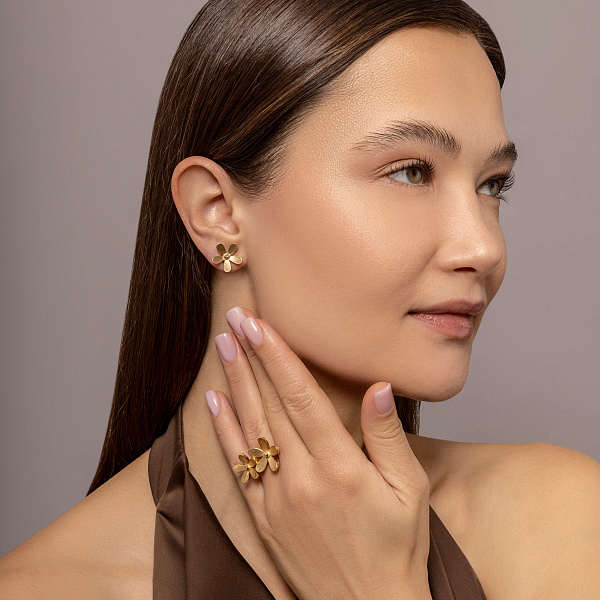 Золотые серьги Francelli Цветы (арт. 111205ж) – изображение 8