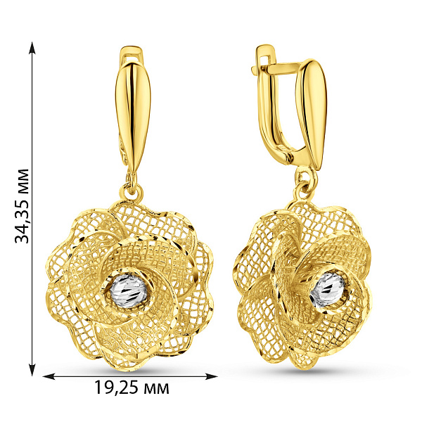 Золотые серьги-подвески Francelli (арт. 1101000ж) – изображение 4