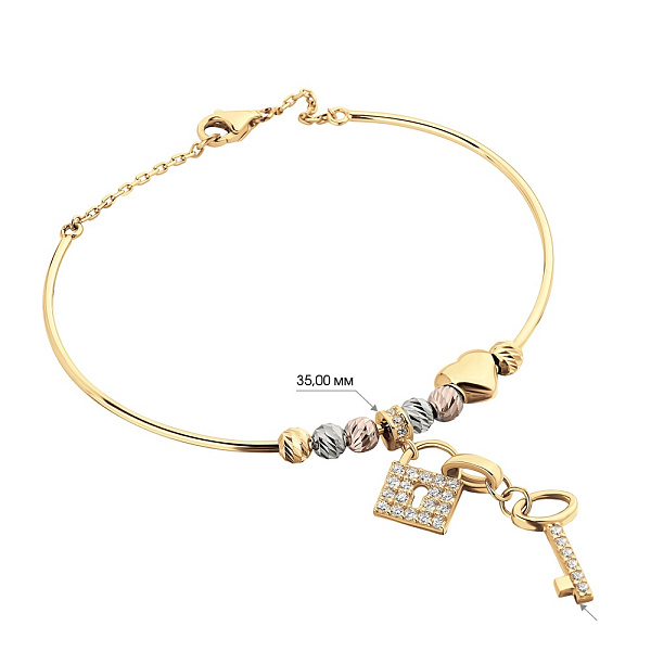 Золотий жіночий браслет з фіанітами (арт. 324274жкбП2) – зображення 2