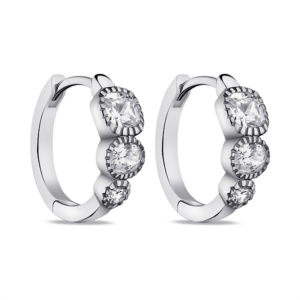 Серебряные серьги-кольца с фианитами (арт. 7502/9278/15) – изображение 1