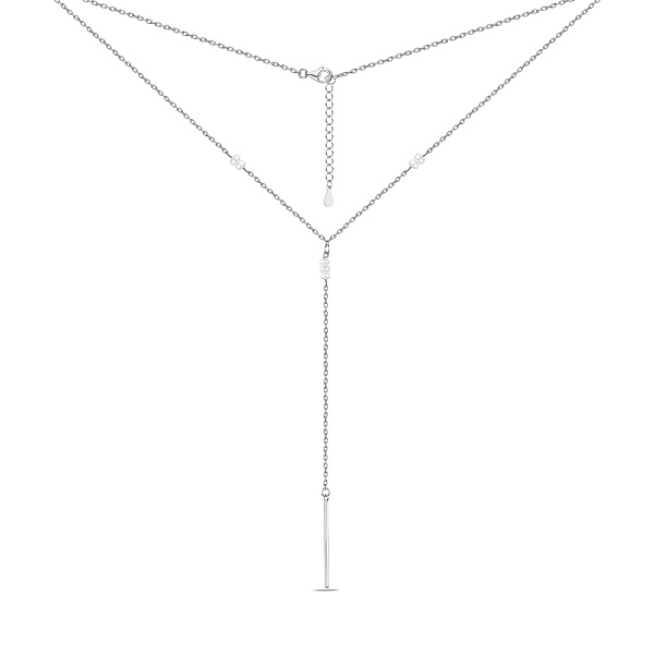 Кольє-краватка зі срібла з перлами (арт. 7507/1764жб) – зображення 2