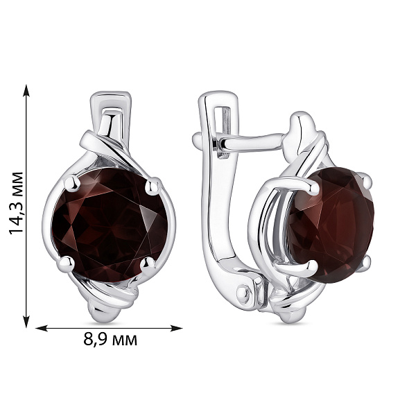Срібні сережки з гранатом (арт. 7502/2193739Г) – зображення 2