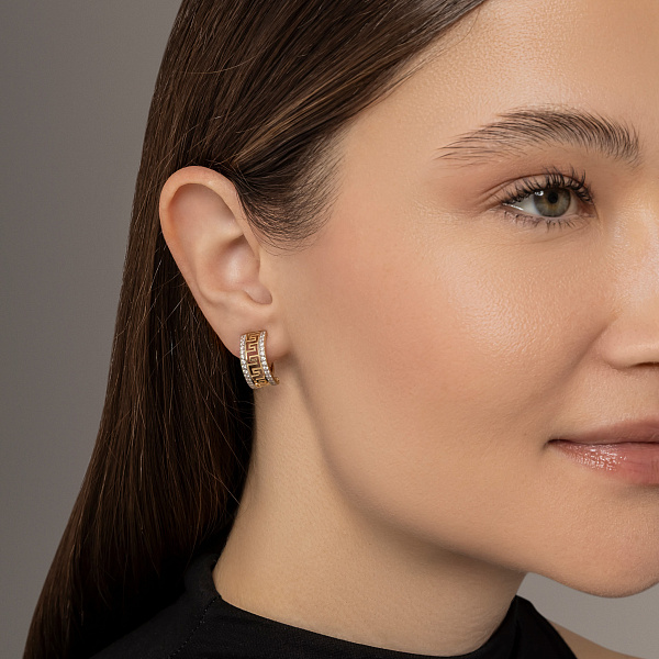 Серьги из желтого золота Олимпия с фианитами (арт. 113400ж) – изображение 3