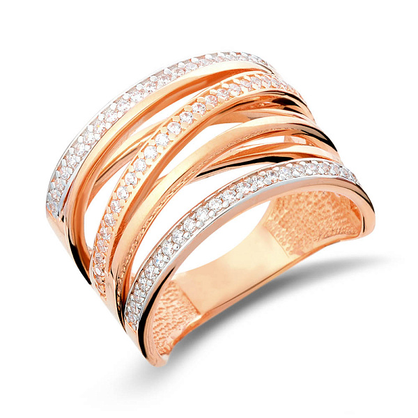 Широка золота каблучка Синергія з фіанітами (арт. 140601) – зображення 1