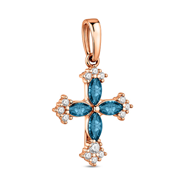 Золотой крестик с топазом и фианитами (арт. 4401029Пл) – изображение 1