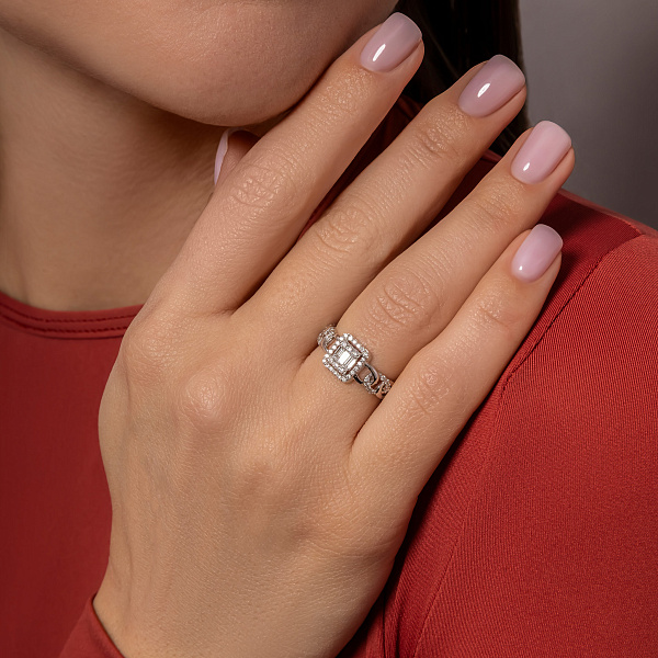 Кольцо из белого золота с бриллиантами (арт. К011593040б) – изображение 3