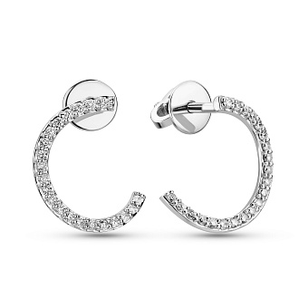 Фото Серьги-пусеты из белого золота с бриллиантами (арт. Т011261015б)