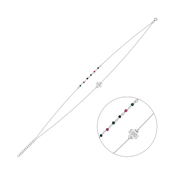 Фото Золотой браслет на ногу с фианитами (арт. 326976бцвн)