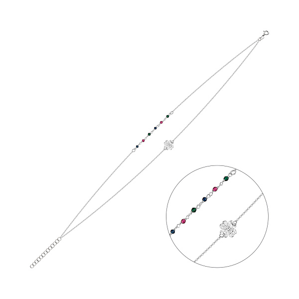 Золотой браслет на ногу с фианитами (арт. 326976бцвн) – изображение 1