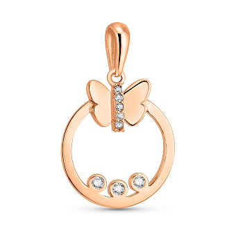 Золотой подвес с бабочкой и фианитами (арт. 424716)